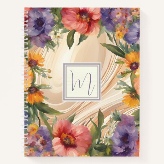 Carnet Aquarelle riche Bordure florale Couverture rigide (Devant)