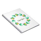 Carnet Aquarelle romantique Cute Vert Saint Valentin (Côté Droit)