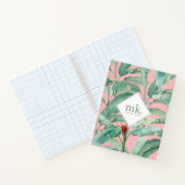 Carnet Aquarelle rose banane tropicale Feuilles Monogramm (Intérieur)