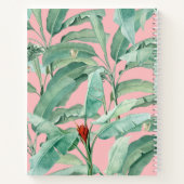 Carnet Aquarelle rose banane tropicale Feuilles Monogramm (Dos)