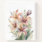 Carnet Aquarelle rose Boho Lys | Nom personnalisé (Dos)