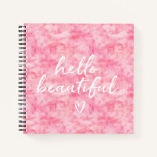 Carnet Aquarelle rose Bonjour Beau Coeur