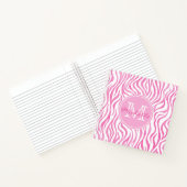 Carnet Aquarelle rose chaud Zebra Print | Monogramme (Intérieur)
