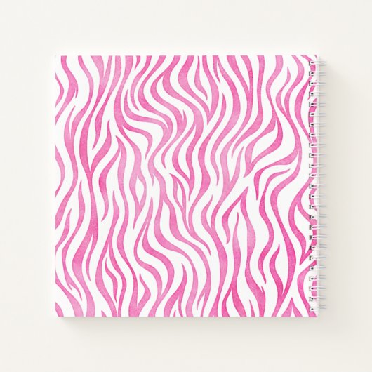 Carnet Aquarelle rose chaud Zebra Print | Monogramme (Dos)