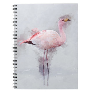 Carnet Aquarelle rose de Flamant rose