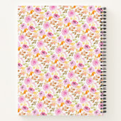Carnet Aquarelle rose d'été Floral Nom personnalisé  (Dos)