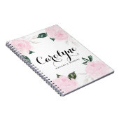 Carnet Aquarelle rose douce Rose Script personnalisé (Côté Droit)