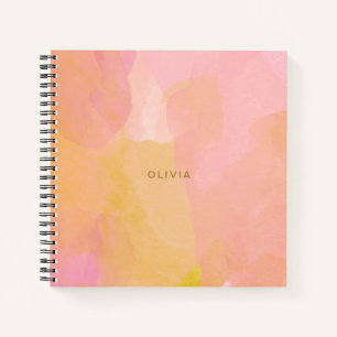 Carnet Aquarelle rose et or Peinture Abstraite