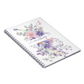Carnet Aquarelle rose et violet florale personnalisée (Côté Droit)