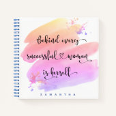 Carnet Aquarelle rose femme Carré de script réussi (Devant)