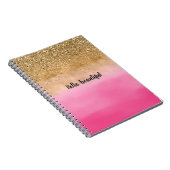 Carnet Aquarelle rose fille Parties scintillant or Glitz (Côté Droit)