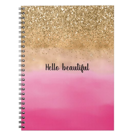 Carnet Aquarelle rose fille Parties scintillant or Glitz (Devant)