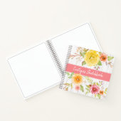 Carnet Aquarelle rose fleurie nom rustique (Intérieur)