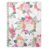Carnet Aquarelle rose Fleurs Design blanc (Devant)