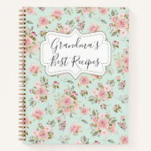 Carnet Aquarelle Rose Fleurs Floral Grandma Recette (Devant)