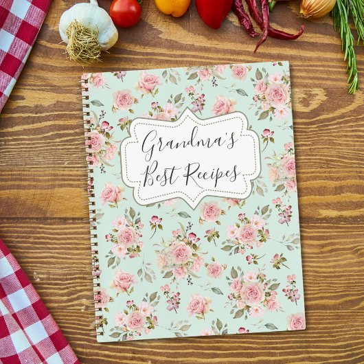 Carnet Aquarelle Rose Fleurs Floral Grandma Recette