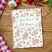 Carnet Aquarelle Rose Fleurs Floral Grandma Recette