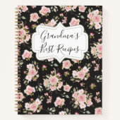 Carnet Aquarelle Rose Fleurs Floral Grandma Recette (Devant)