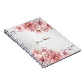 Carnet Aquarelle rose Fleurs Parties scintillant brillant (Côté Droit)
