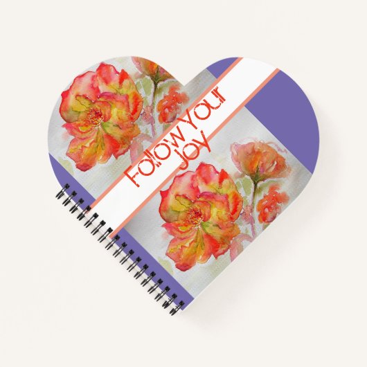 Carnet Aquarelle rose Florale Orange Suivez votre joie (Devant)