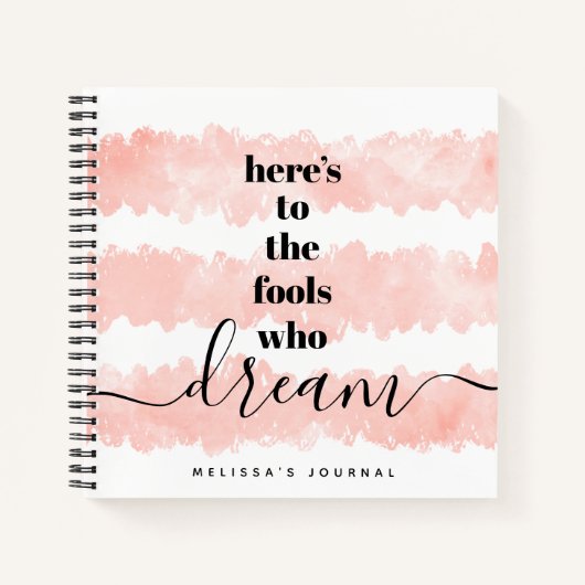 Carnet Aquarelle rose Fools Qui Rêvent Citer Keepsaké (Devant)