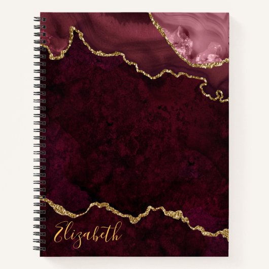 Carnet Aquarelle Rose Gold Marble Agate Géode (Devant)