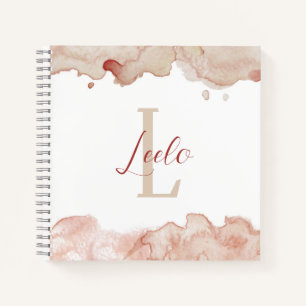 Carnet Aquarelle rose Jolie Esquisse personnalisée