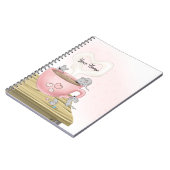 Carnet Aquarelle rose jolie souris personnalisée (Côté gauche)