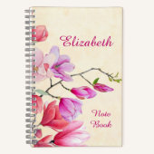 Carnet Aquarelle rose Magnolia personnalisée (Recto)