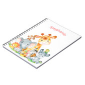 Carnet Aquarelle rose mignonne Safari Jungle Animaux (Côté gauche)