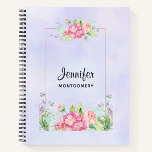Carnet Aquarelle rose moderne Cadre Floral