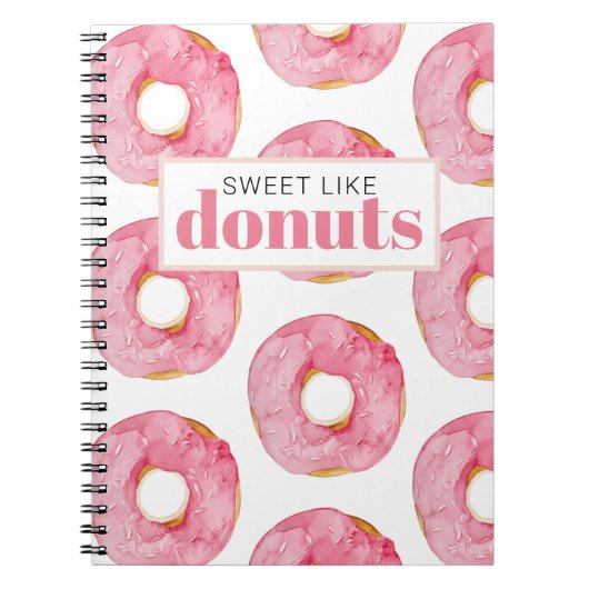 Carnet Aquarelle rose moderne douce comme les beignets Ci (Devant)