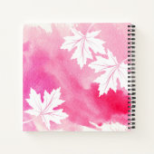 Carnet Aquarelle rose moderne et feuilles d'érable blanc (Dos)