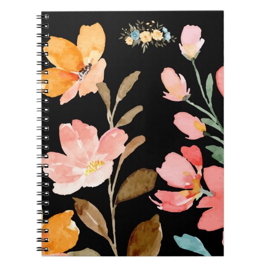 Carnet Aquarelle rose monogramme (Devant)