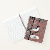 Carnet Aquarelle rose Oiseau Bambou Nom personnalisé (Intérieur)