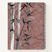 Carnet Aquarelle rose Oiseau Bambou Nom personnalisé (Dos)