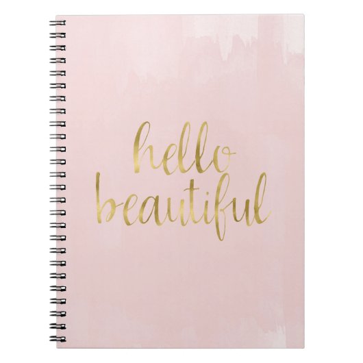 Carnet Aquarelle rose or Bonjour belle (Devant)