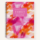 Carnet Aquarelle rose orange Recettes Abstraites (Devant)