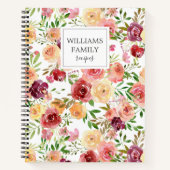 Carnet Aquarelle rose pâle Floral Boho Custom Family (Devant)