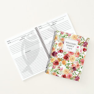 Carnet Aquarelle rose pâle Floral Boho Custom Family