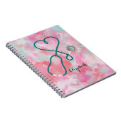 Carnet Aquarelle rose pâle Infirmière stéthoscope Médical (Côté Droit)
