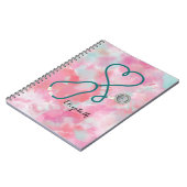 Carnet Aquarelle rose pâle Infirmière stéthoscope Médical (Côté gauche)