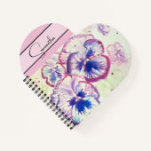 Carnet Aquarelle rose Pansy Pansies florale Fleur Blush (Devant)