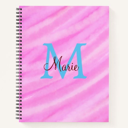 Carnet Aquarelle rose pastel ajouter le titre lettre mono (Devant)