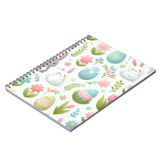Carnet Aquarelle rose pastel Lapin de Pâques Avec Fleurs (Côté gauche)
