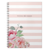 Carnet Aquarelle rose Peony et Bande Bleue (Devant)