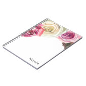 Carnet Aquarelle Rose rose et blanc Chic crème florale (Côté gauche)