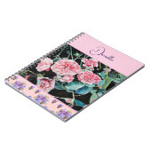 Carnet Aquarelle rose Rose personnalisable (Côté gauche)