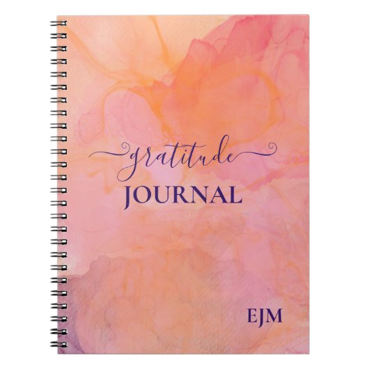 Carnet Aquarelle rose-rose-pourpre de fille Gratitude mon (Devant)