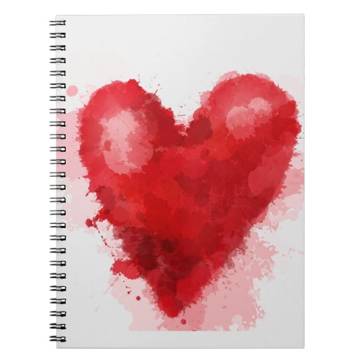 Carnet Aquarelle rouge coeur gothique fille valentine (Devant)